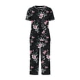 thumbnail image 3 of Drses Women's Pajama Sets Summer Short Sleeve Sleepwear Sets for Women Button Up Pj Loungewear Top and Capri Pants Pajamas for Women with Pockets, 3 of 5