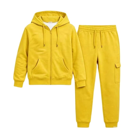 XIYNBAOK Boys Girls Tracksuit Set Unisex 2 Piece Sport Outfit Sets Full Zip Hooded Sweatshirt Jacket Cargo Jogging Sweatpants Suit Teen Long Sleeve Hoodie Joggers Sweatsuits