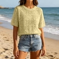 thumbnail image 5 of Baeitkot Women Beach Sunscreen Shirt Swimsuit Cover Ups for Women Neck Loose Beach Bathing Suit Sunscreen Shirt Cover Up Yellow Free Size, 5 of 6