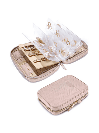 Xtra LG Travel Jewelry Case w/ Removable Clear Front Pouches - Pearl