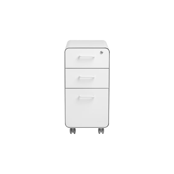 Poppin The Sort-It-Out 3-Drawer Mobile Vertical File Cabinet Letter/Legal Size Lockable 25""H x 12.5