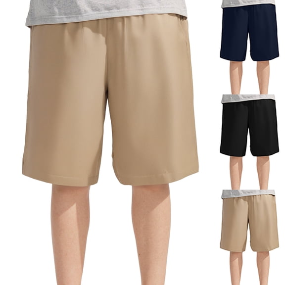 RTKFRFLM Boys School Uniform Shorts Soft Cotton Elastic Waist Shorts with Pockets Black 5-6 Years