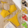 thumbnail image 2 of ENJOYW 2Pcs/Set Halter Swimsuit Sexy Tie Belt Wear Resistant Rib Swimwear for PartyPolyester, 2 of 7