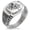 Silver, variant on Stainless Steel Odin's Sleipnir Horse Viking Norse CZ Ribbed Needle Stripe Pattern Biker Style Polished Ring