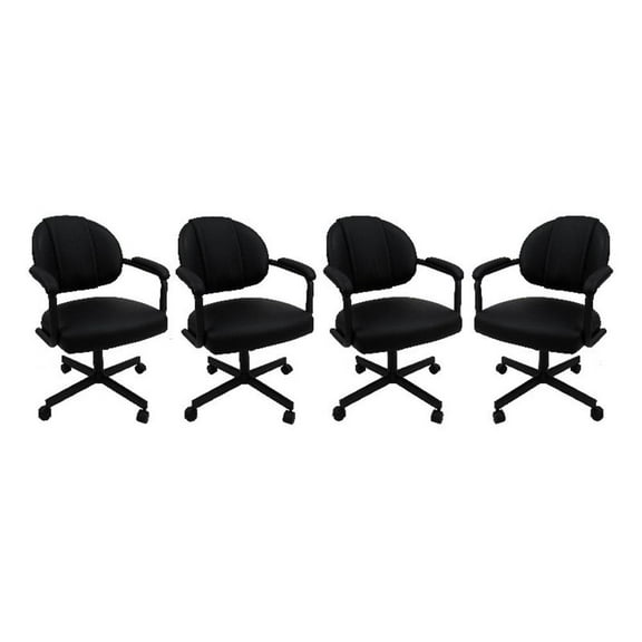 4 - Swivel Metal Dining Caster Chair M-70 - Black Vinyl on Black Chairs
