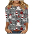 thumbnail image 2 of VKOYWKM Merry Christmas T Shirts for Women Christmas Graphic Tees 3/4 Length Sleeve Fall Tops Holiday Crew Neck Xmas Blouses, 2 of 5