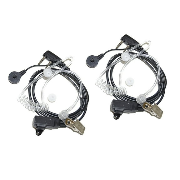 HQRP 2-Pack 2 Pin Acoustic Tube Earpiece Headsets Mic for Kenwood NX420, NX240v, NX340u, NX320, NX220