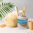 thumbnail image 5 of Ambesonne Coastal Soap Dispenser & Toothbrush Holder Set, Sea with a Quay Coast, 2 Pcs, Aqua Cream Blue, 5 of 6