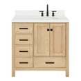 thumbnail image 2 of Ariel Cambridge 37 Inch Single Oval Sink Bathroom Vanity With Pure White Quartz Countertop 1.5 Inch Edge In Oak, 2 of 10