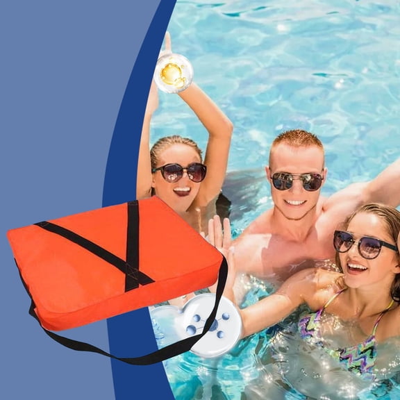Boat Throwable Flotation Device 18X14In High Buoyancy Flotation Cushion Eva Marine Throw Flotation Device Emergency Survival Set(Red)