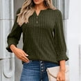 thumbnail image 2 of FAIWAD Sweaters for Women Ruffle 3/4 Sleeve V Neck Button up Dressy Casual Tops Loose Soft Ribbed Knit Clothes, 2 of 8