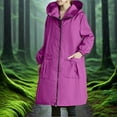 thumbnail image 3 of TrendOFT Raincoat for Women Waterproof Long Hooded Rain Jacket Trench Coats Windbreaker Travel Jacket Dark Purple XXXL, 3 of 8