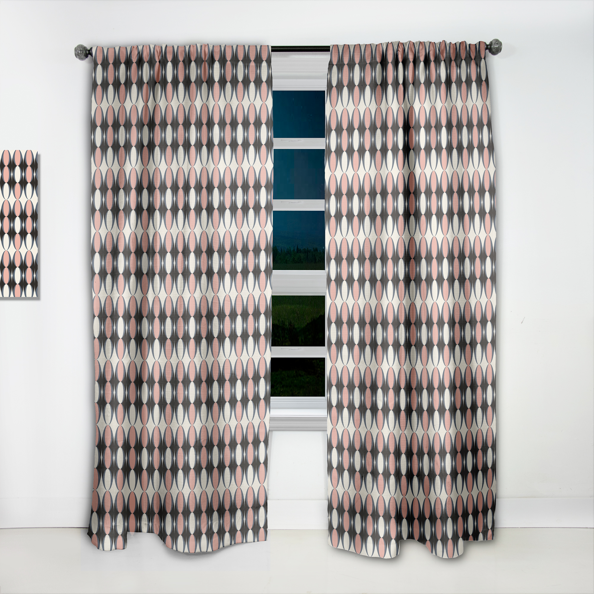 Designart 'Circular Retro Pattern IX' Mid-Century Modern Curtain Panel