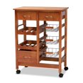 thumbnail image 1 of Baxton Studio Crayton Brown Finished Wood Kitchen Storage Cart, 1 of 15