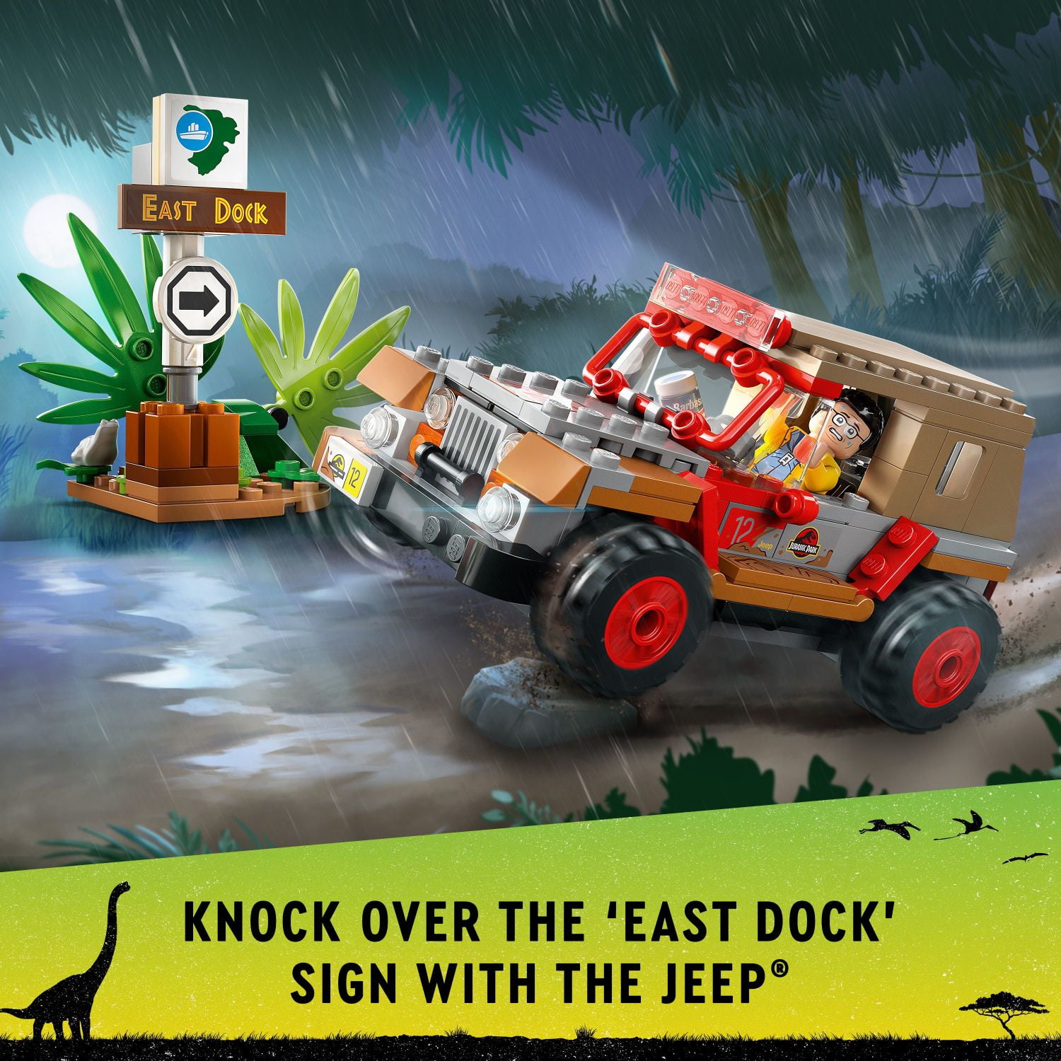 LEGO Jurassic Park Dilophosaurus Ambush 30th Anniversary Set Dino Jeep Toy for Ages 6 76958 Walmart