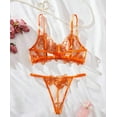 thumbnail image 2 of Orange Lingerie Set Embroidery Mesh Underwire, 2 of 5