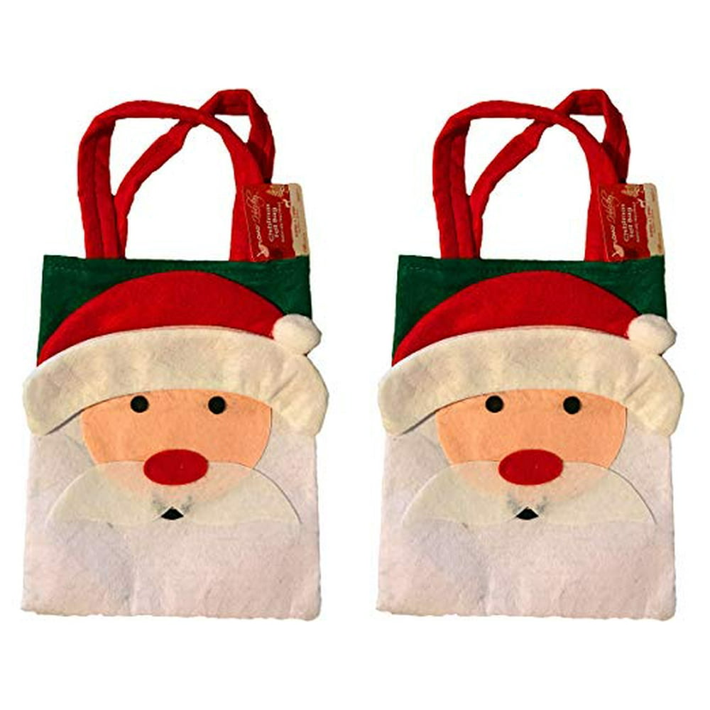 Christmas Felt Handmade Santa Treat Gift Bags (2 Pack)