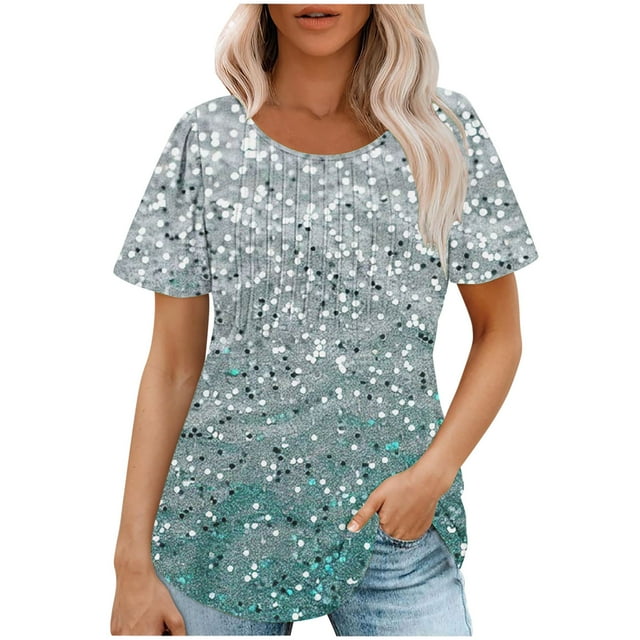 Tops de Ajuste Suelto para las Mujeres de Manga Corta Cuello Redondo Color Sólido, Estante de Imitación de Moda Casual