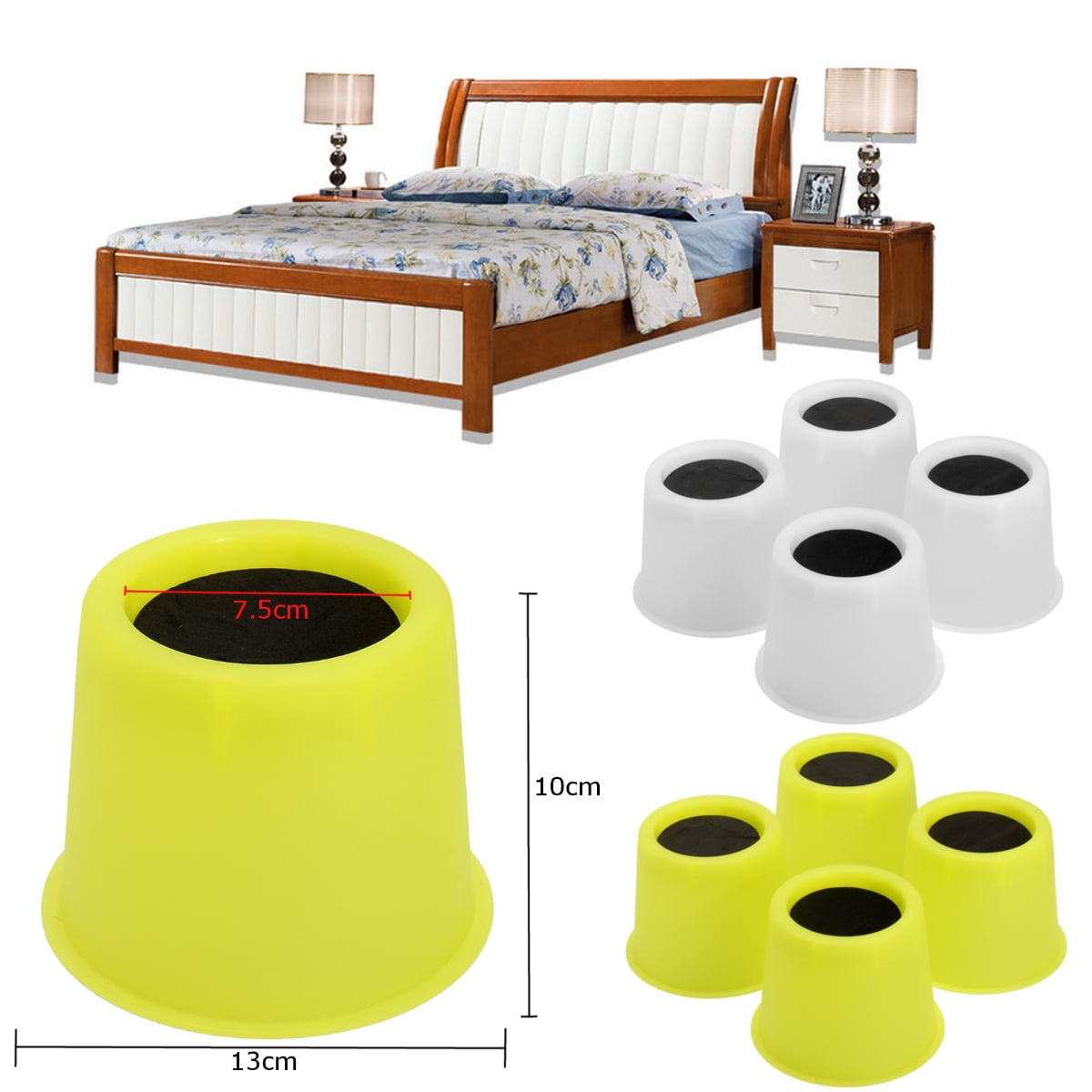 Set of 4 Luminous Furniture Risers Protectors Bed Raisers Mobility aid