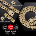 thumbnail image 4 of FEEL STYLE Male 11MM Zircon Gold Plated Streamer Cuban Chain Necklace for Men Women 24", 4 of 5
