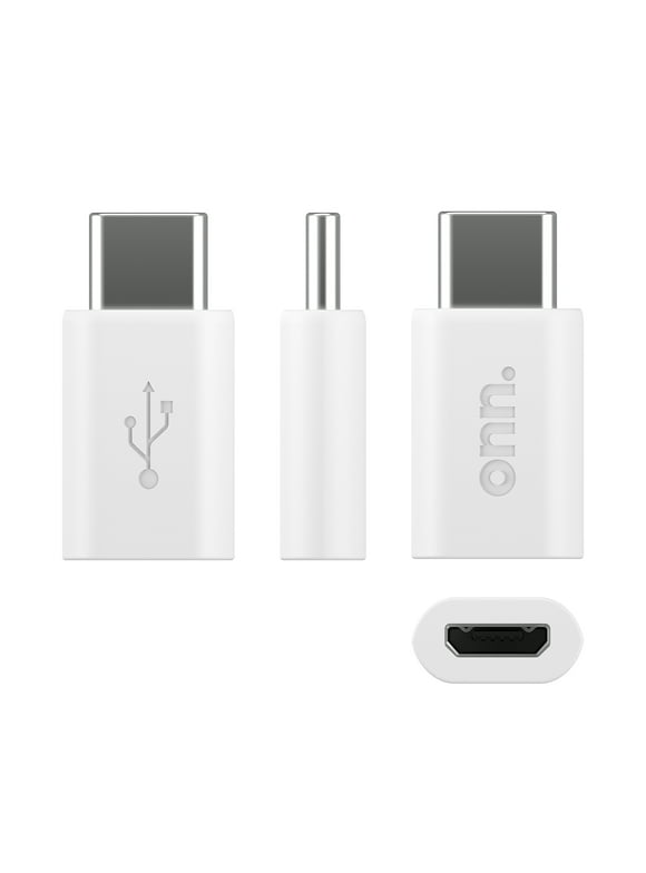 onn. Micro-USB to USB-C Adapter, White