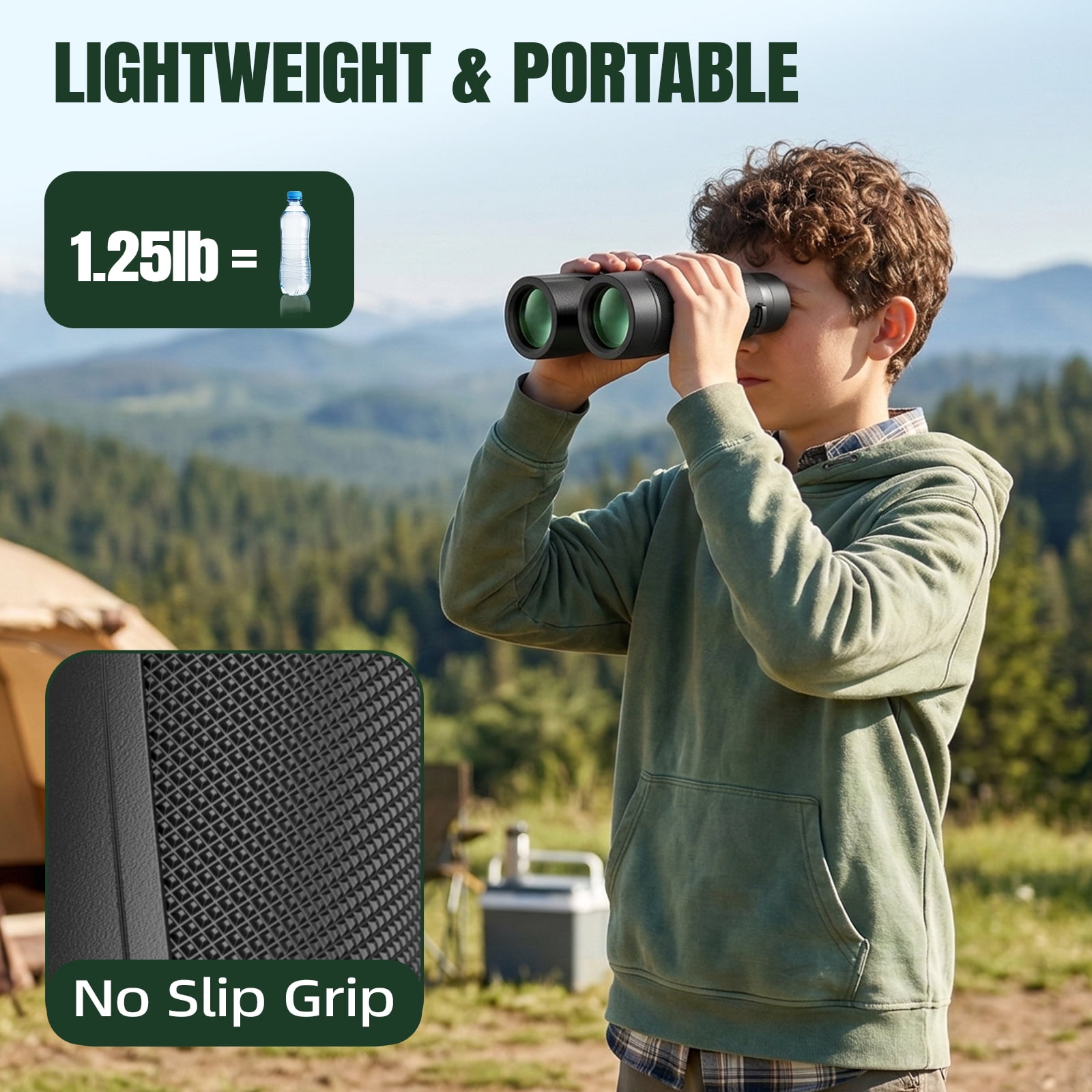 BNISE Binoculars for Adults , 10X42 HD Professional Binoculars with Low Light Vision Bak 4 Prism FMC Lens, Compact Waterproof for Bird Watching,Hunting,Hiking Outdoor Traveling