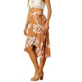 thumbnail image 4 of INSPIRE CHIC Women's Floral Tropical Boho Midi Wrap Skirt XL Orange, 4 of 6