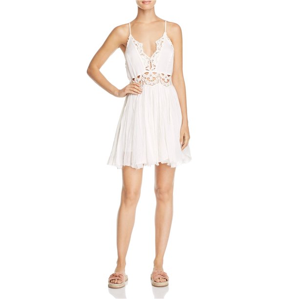 Free People Womens Ilektra Lace s Mini Vestido, Blanco, Grande Free People Mini