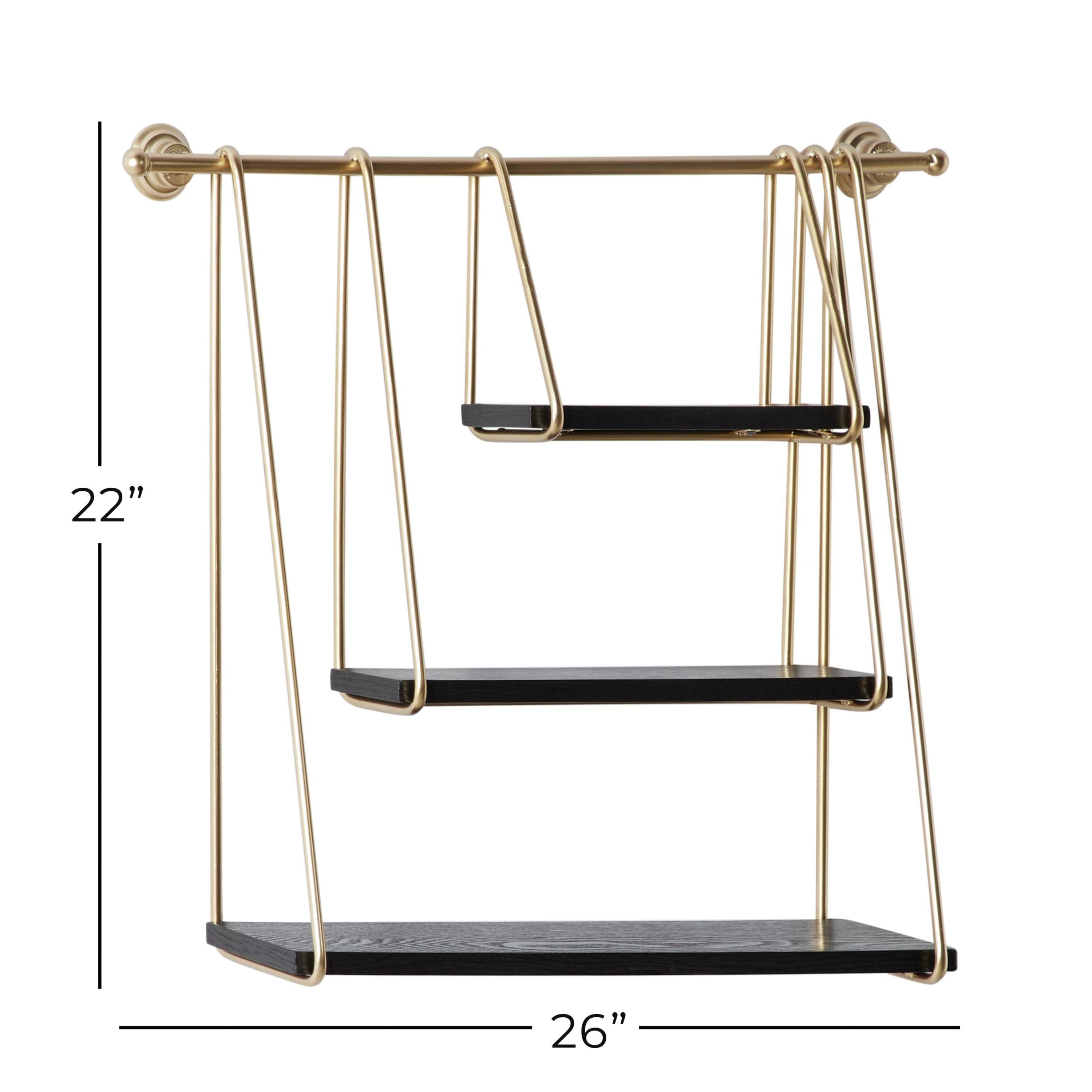 DecMode 26" x 6" 3-Tier Gold Wall Shelf