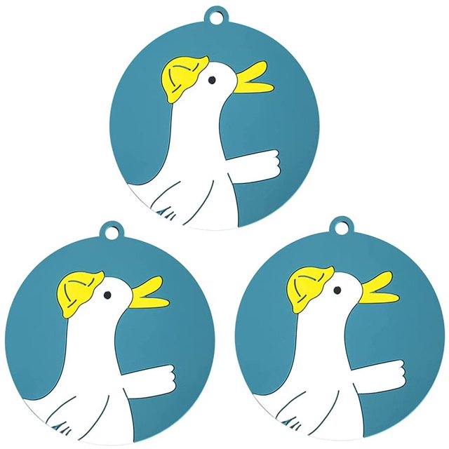 3-Piece Silicone Cute Animal Non-Slip Insulation Pad, Suitable for Any Table-Type Desktop Protection Home Restaurant Office (Goose)