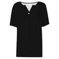 thumbnail image 2 of Bovemsi Women's Short Sleeved T Shirt V Neck Top Fashionable Casual Short Sleeved Shirt, Black Women's Summer Short Sleeve T-Shirts, M, 2 of 8