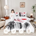 thumbnail image 3 of Manfei Ink Waterfall Twin Comforter Sets for Home, Plum Sun Bedding Set for Office, Black Red White, Black Reversible 2-Piece, 1 Comforter and 1 Pillowcase, 3 of 6