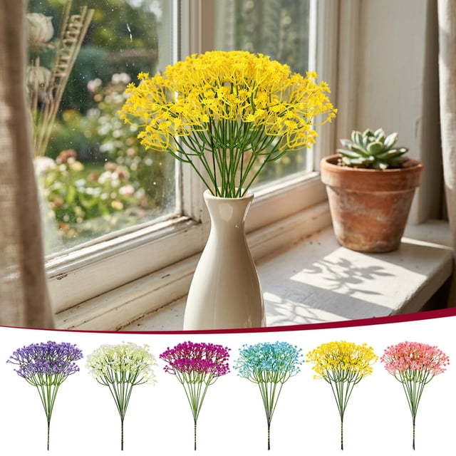 Flores artificiales para bebés con aliento 10 piezas de tallos de gypsophila • Ramo de seda artificial realista • Decoración duradera de bajo mantenimiento • Casa Sala de Estar Oficina Boda