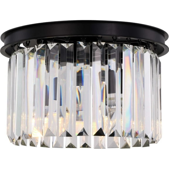 SYDNEY Flush-Mount Light Fixture Traditional Antique 3-Light Crystal Matte