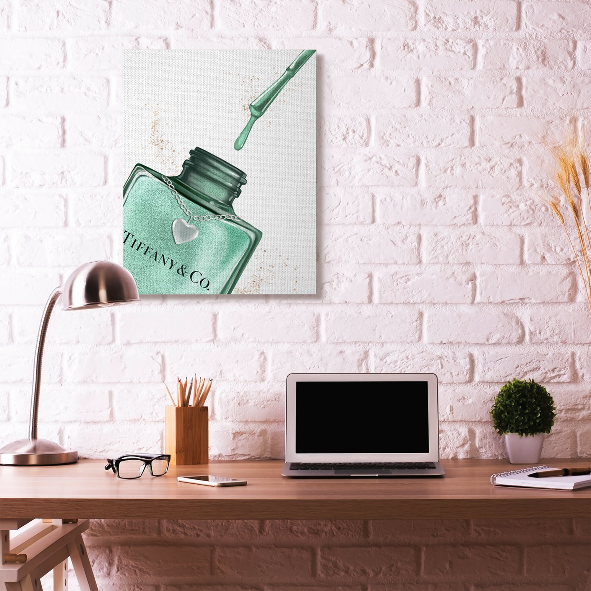 Stupell Industries Makeup Nail Polish Brush Cyan Drip Fashion Design Canvas Wall Art by Ziwei Li