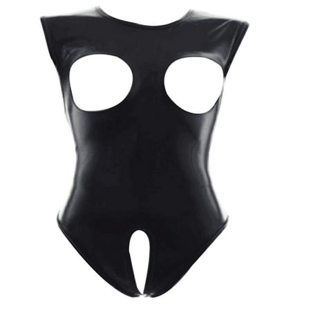 KBKYBUYZ Bodysuits for Women Lingerie Tight Patent Leather Sexy Exposed Breasts Temptation Can Not Be Taken Off Sexy Midnight Temptation On Sale