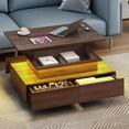 thumbnail image 6 of Premium High Gloss Lift-Top Coffee Table With LED Lights & 4 Drawers Cocktail Table, 6 of 23
