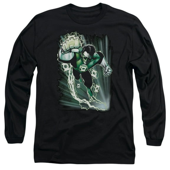 JLA Justice League Emerald Energy  Long Sleeve Adult 18/1 T-Shirt Black