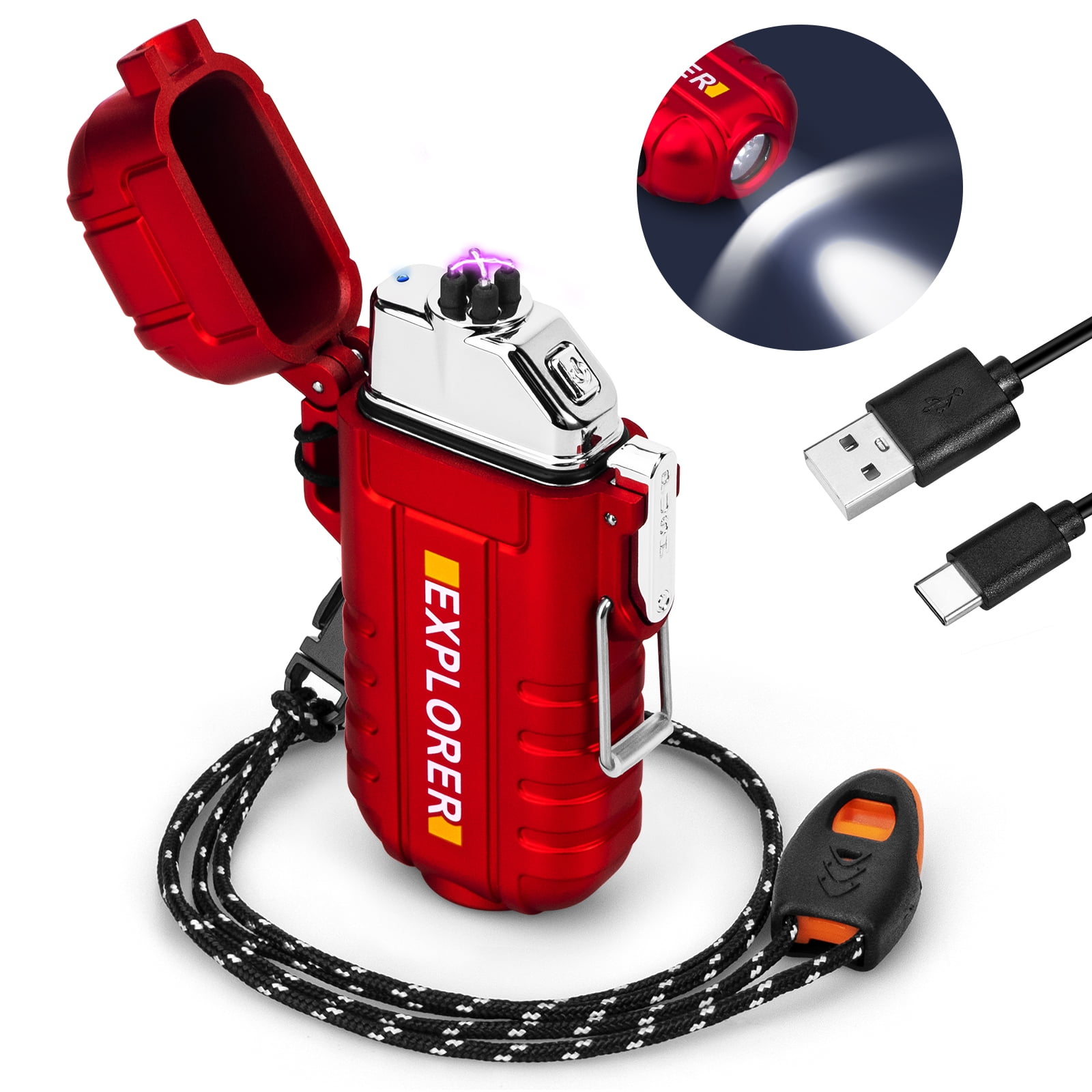 Waterproof Lighter Outdoor Windproof Lighter Dual Arc Lighter Electric