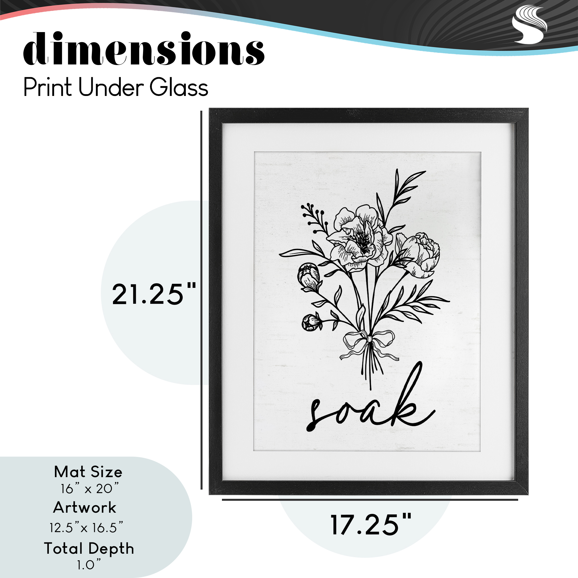Bathroom Herb Soak Black Framed Print Under Glass, design by Lettered and Lined