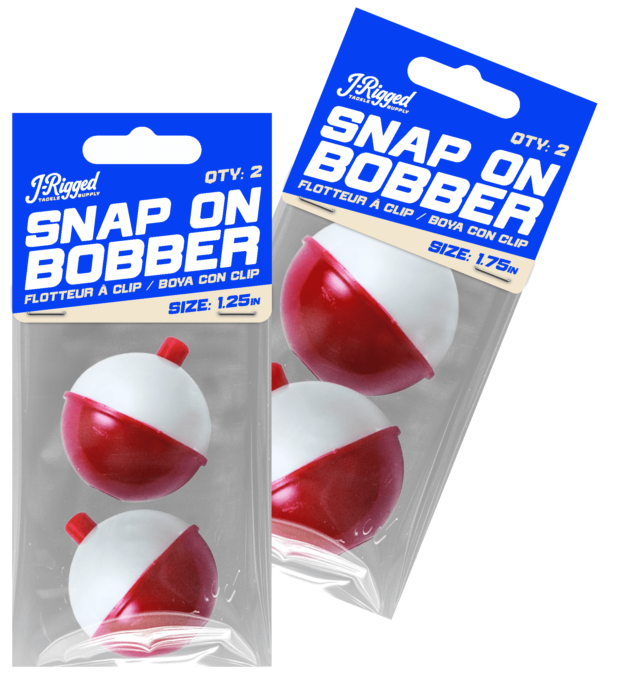J-Rigged Red & White snap-on Bobber - 1.25in