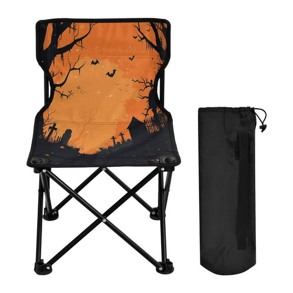 WOBOGO Halloween Background Pattern Camping Chair Convenient Four Corner Backrest Folding Stool Can Hold Up to 220lbs