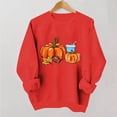 thumbnail image 3 of ZunFeo Womens Cozy Fall Oversized Crewneck Sweatshirt - Pumpkin & Football Graphic, Red,Size L, 3 of 6