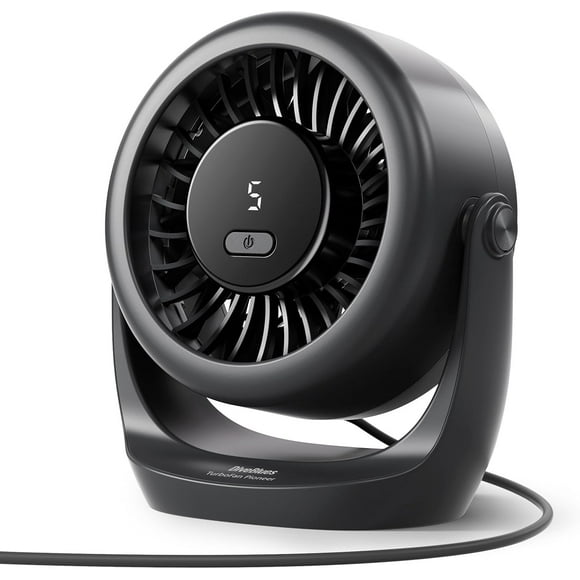 shiyou-USB Desk Turbo Fan, Ultra-Quiet Mini Desk Fan, Powerful Wind, LED Display, 5 Speed, 360° Rotating Small Portable Fan for Home, Office and Outdoor Cool Tech Gadgets - TurboBreeze