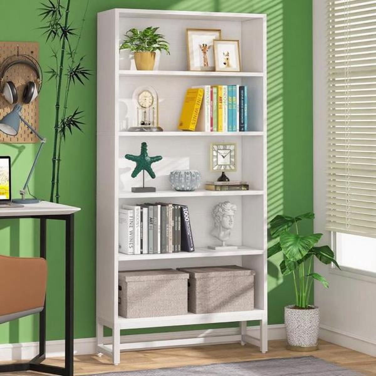 5-Tier Heavy-Duty Bookshelf, 529lb Total Capacity, Anti-Tip Kit & Adjustable Feet, for Living Room/Library/Home Office