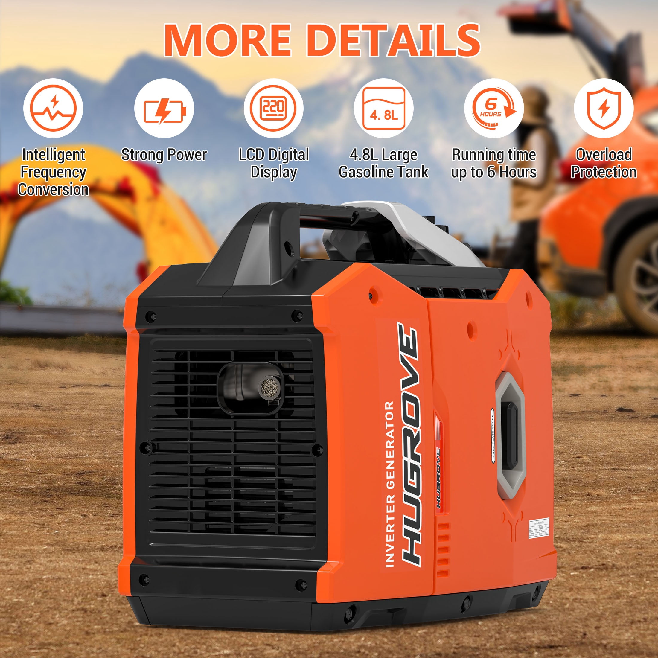 Segmart 2200W Portable Inverter Generator, Gas Powered Super Quiet Generator with 6H Runtime, Eco-Mode, Ultra Lightweight Design for Camping, Home Backup & RV Use, EPA Compliant