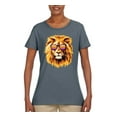 thumbnail image 2 of Lion With Sunglasses Animal Lover Womens Graphic T-Shirt, Charcoal, 3XL, 2 of 3