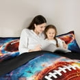 thumbnail image 5 of Castle Fairy Sport Football Full Size Comforter Sets 3-Piece for Female Men,Gradient Brown Blue Orange Bedding Comforter Set,Rugby Gamer Lightweight Bedding Sets,Ultra Soft Home Decor,Reversible, 5 of 8