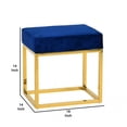 thumbnail image 5 of Velvet Upholstered Ottoman with Metal Tubular Base, Blue and Gold - Saltoro Sherpi, 5 of 5