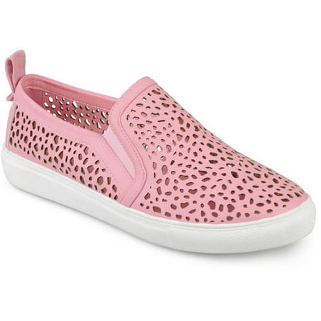 Brinley Co. Women's Faux Leather Slip-on Laser-cut